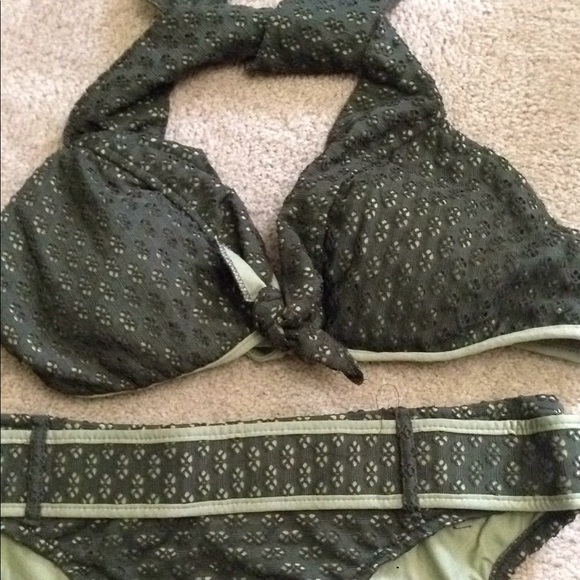 Mossimo 2pc olive green detailed bathing suit - Picture 2 of 4